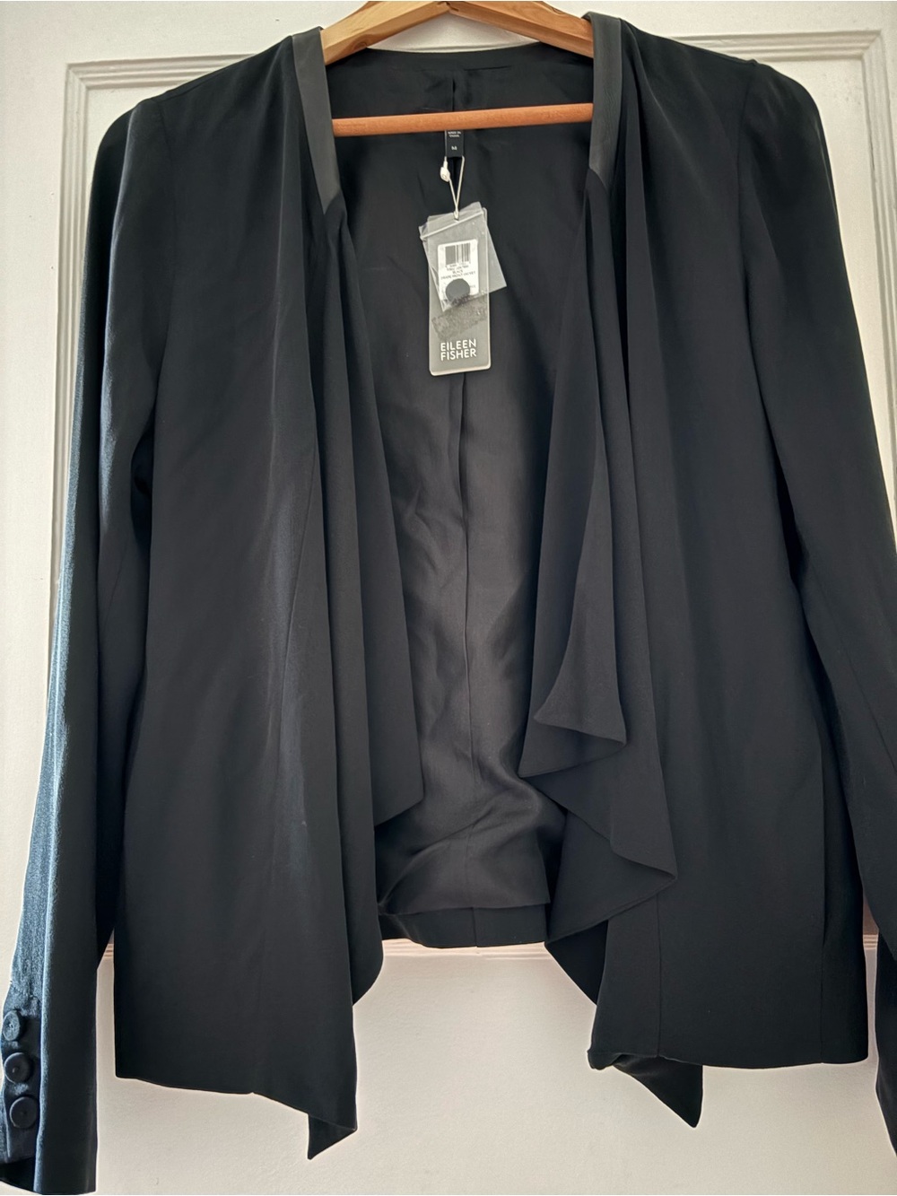 Eileen Fisher Black Draped Waterfall Blazer